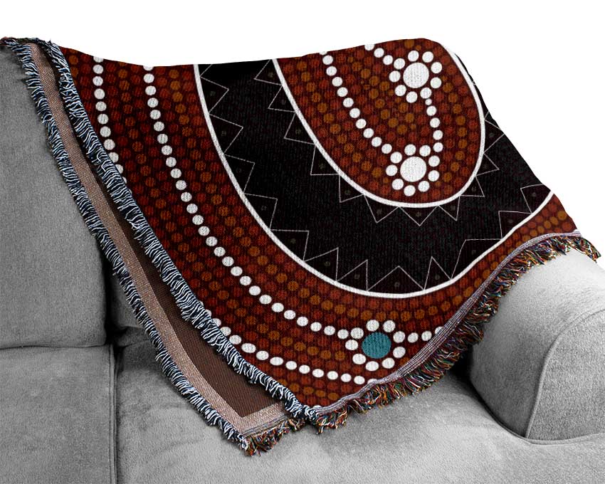 Aboriginal Pattern 6 throw blanket made from 100% cotton with intricate designs, perfect for bed or couch.