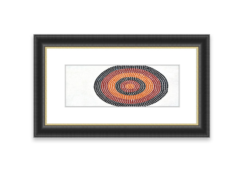 Framed Aboriginal Pattern 7 print with intricate designs, available in various frame colors.