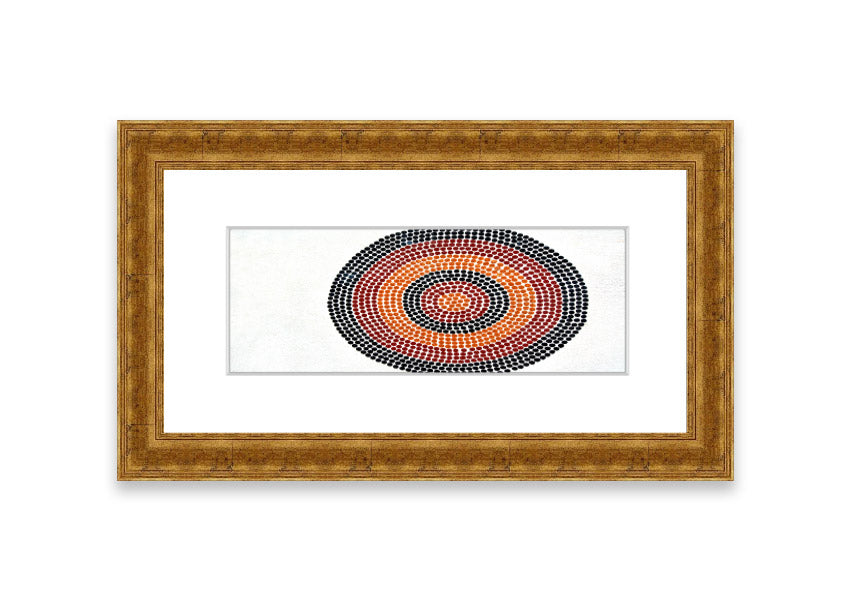 Framed Aboriginal Pattern 7 print with intricate designs, available in various frame colors.