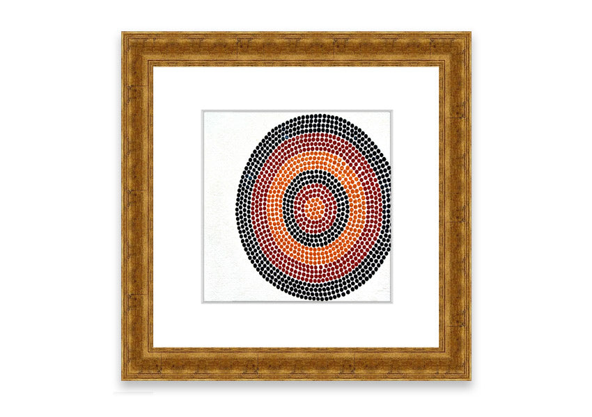 Framed Aboriginal Pattern 7 print with intricate designs, available in various frame colors.