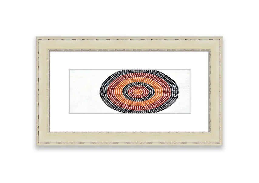 Framed Aboriginal Pattern 7 print with intricate designs, available in various frame colors.