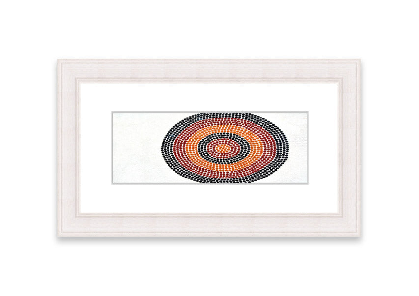 Framed Aboriginal Pattern 7 print with intricate designs, available in various frame colors.