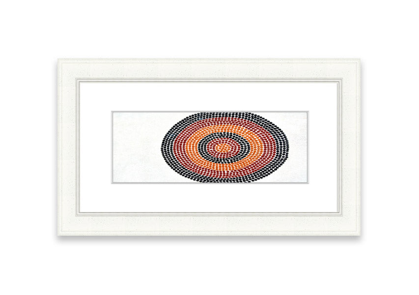 Framed Aboriginal Pattern 7 print with intricate designs, available in various frame colors.