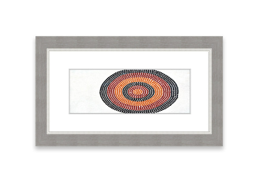Framed Aboriginal Pattern 7 print with intricate designs, available in various frame colors.