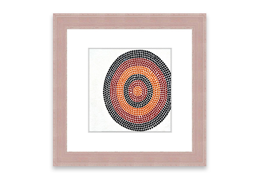 Framed Aboriginal Pattern 7 print with intricate designs, available in various frame colors.