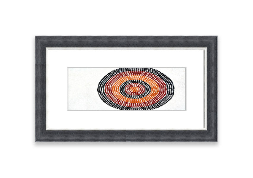 Framed Aboriginal Pattern 7 print with intricate designs, available in various frame colors.