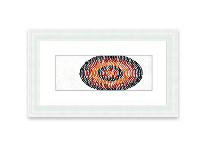 Framed Aboriginal Pattern 7 print with intricate designs, available in various frame colors.