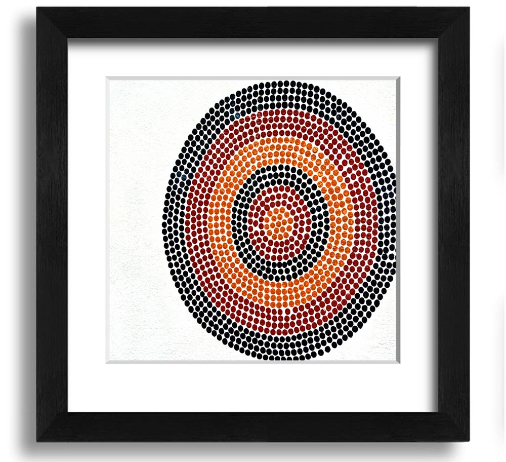Aboriginal Pattern 7 Square Framed Print showcasing intricate designs in a stylish frame.