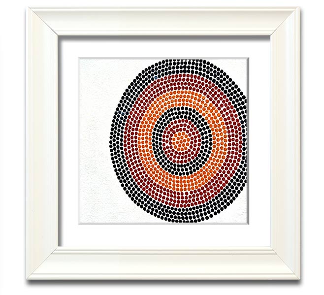Aboriginal Pattern 7 Square Framed Print showcasing intricate designs in a stylish frame.