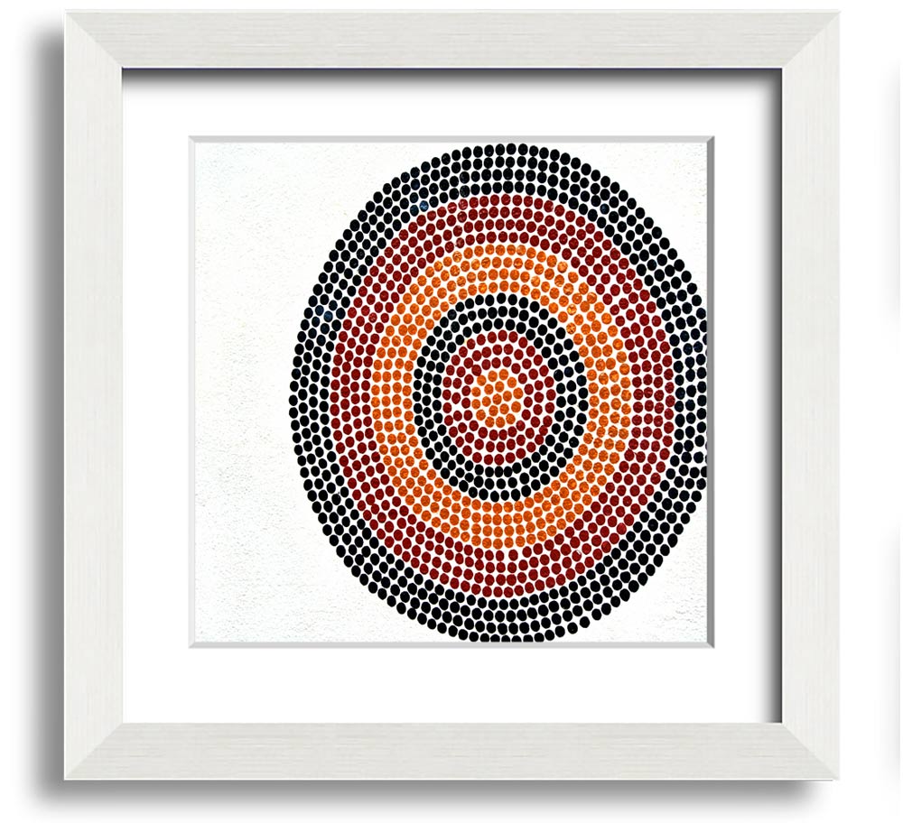 Aboriginal Pattern 7 Square Framed Print showcasing intricate designs in a stylish frame.