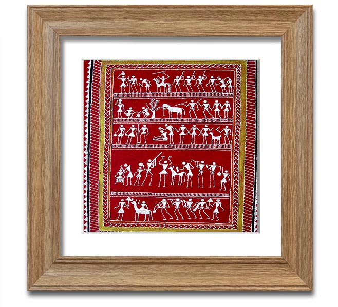 Aboriginal Saura Square Framed Print showcasing intricate designs in a stylish frame, ready to hang.