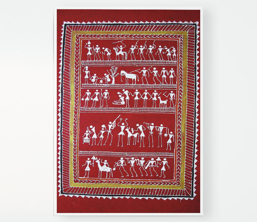 Aboriginal Saura poster on high-quality canvas, showcasing vibrant colors and intricate details.