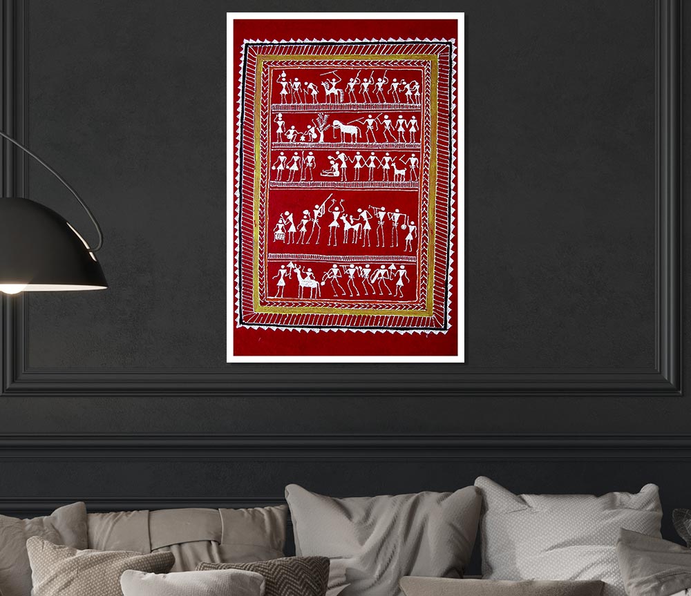 Aboriginal Saura poster on high-quality canvas, showcasing vibrant colors and intricate details.