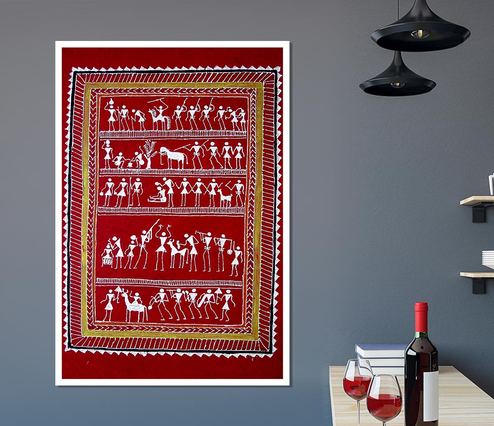 Aboriginal Saura poster on high-quality canvas, showcasing vibrant colors and intricate details.