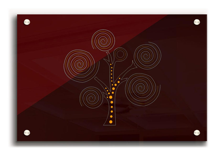 Vibrant Aboriginal Tree 3 acrylic print on 5mm thick glass, showcasing intricate details and colors.