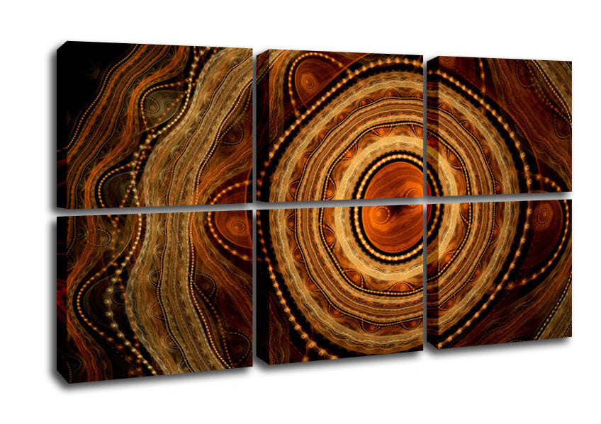 Vibrant Aboriginal Tribal Power canvas art mounted on a sturdy 44mm box frame, showcasing intricate tribal patterns.