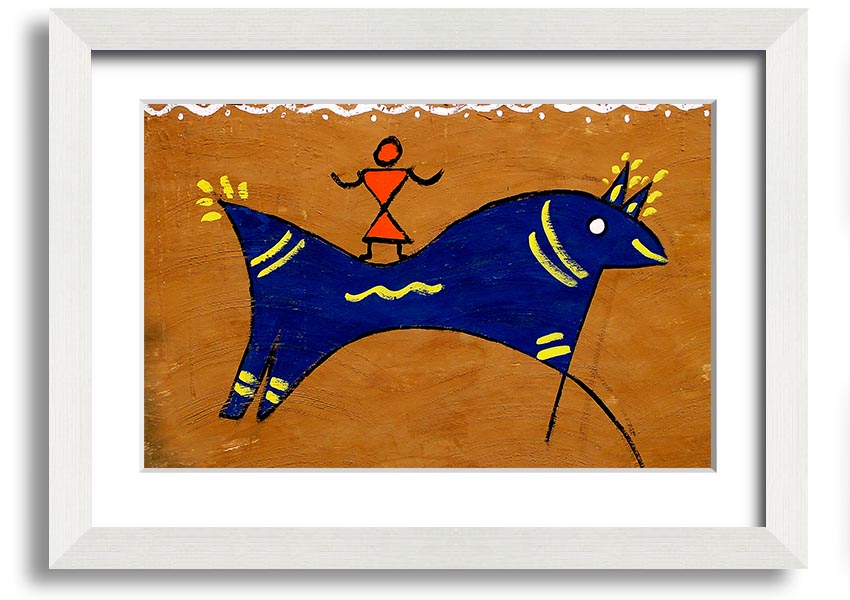 Framed print of the Aborigional Animal Of Peace, showcasing vibrant colors and intricate details, ready to hang.