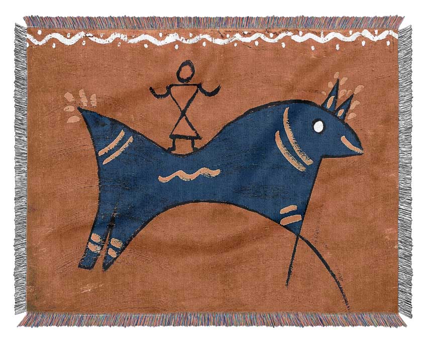 A beautifully woven Aborigional Animal Of Peace throw blanket made from 100% cotton, showcasing intricate designs and a luxurious finish.