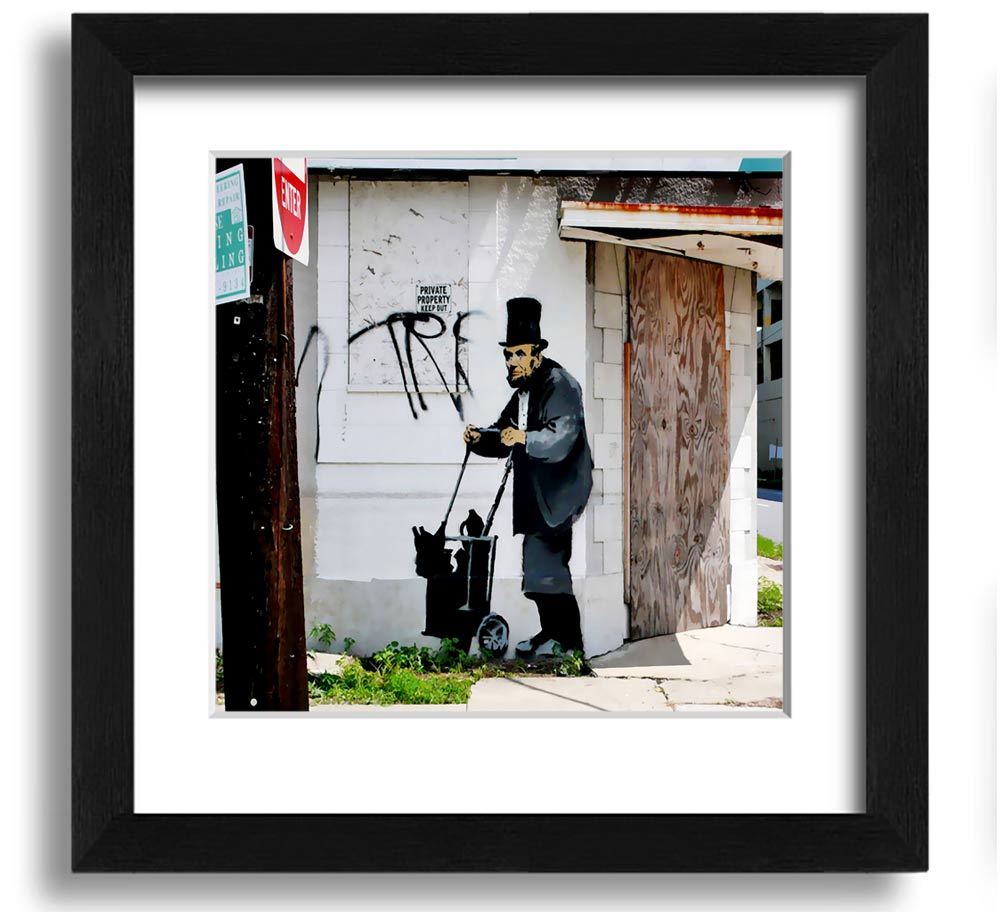 Square framed print of Abraham Lincoln Trolley Tramp, showcasing detailed artwork in a stylish frame.