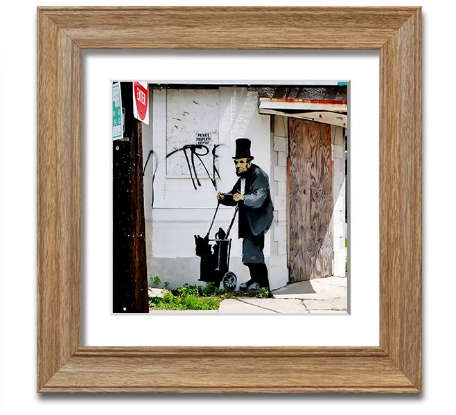 Square framed print of Abraham Lincoln Trolley Tramp, showcasing detailed artwork in a stylish frame.