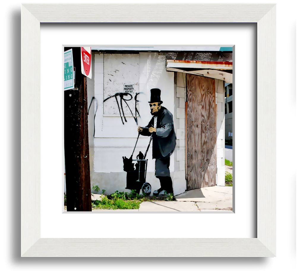 Square framed print of Abraham Lincoln Trolley Tramp, showcasing detailed artwork in a stylish frame.