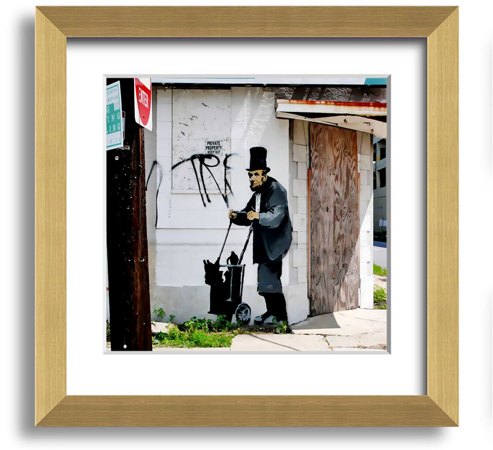 Square framed print of Abraham Lincoln Trolley Tramp, showcasing detailed artwork in a stylish frame.