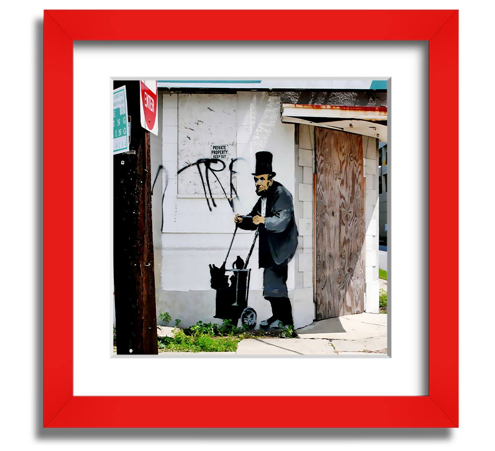 Square framed print of Abraham Lincoln Trolley Tramp, showcasing detailed artwork in a stylish frame.