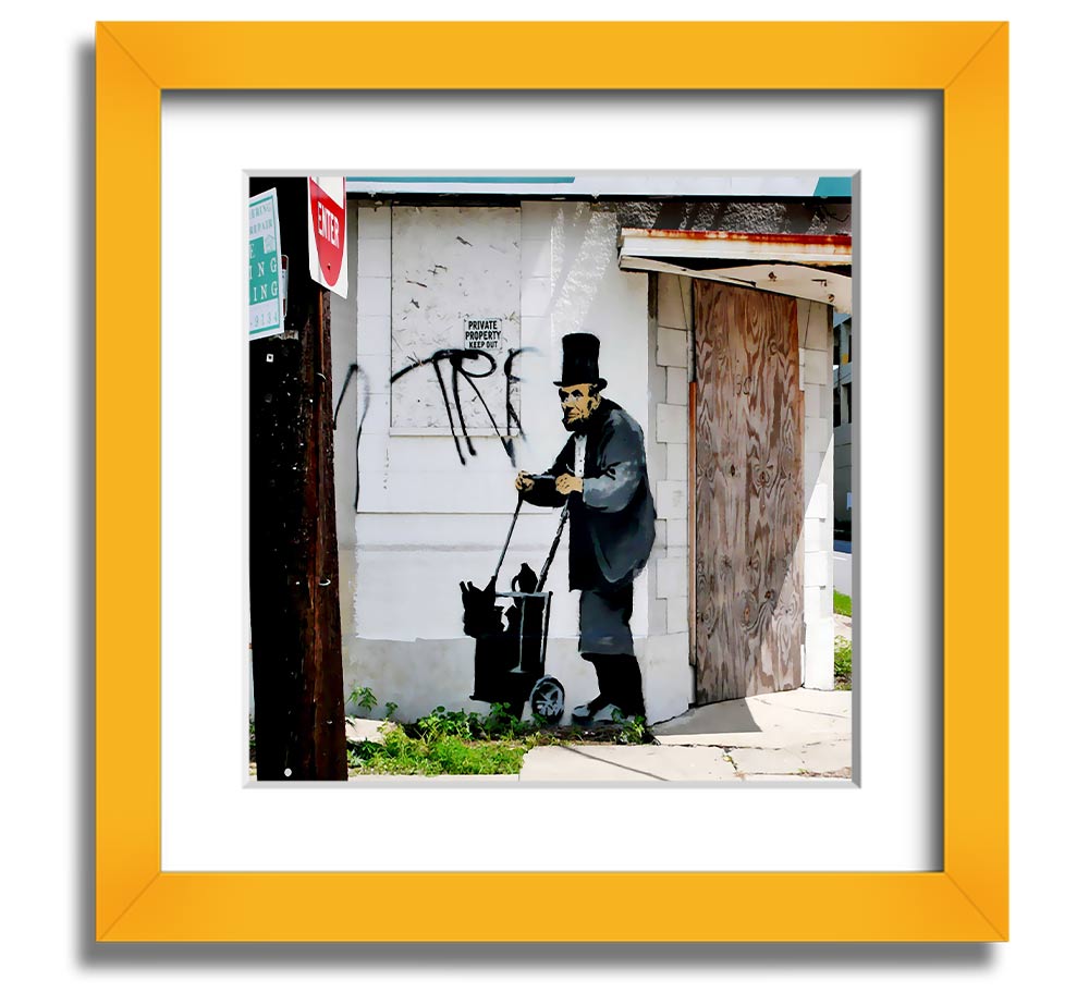 Square framed print of Abraham Lincoln Trolley Tramp, showcasing detailed artwork in a stylish frame.