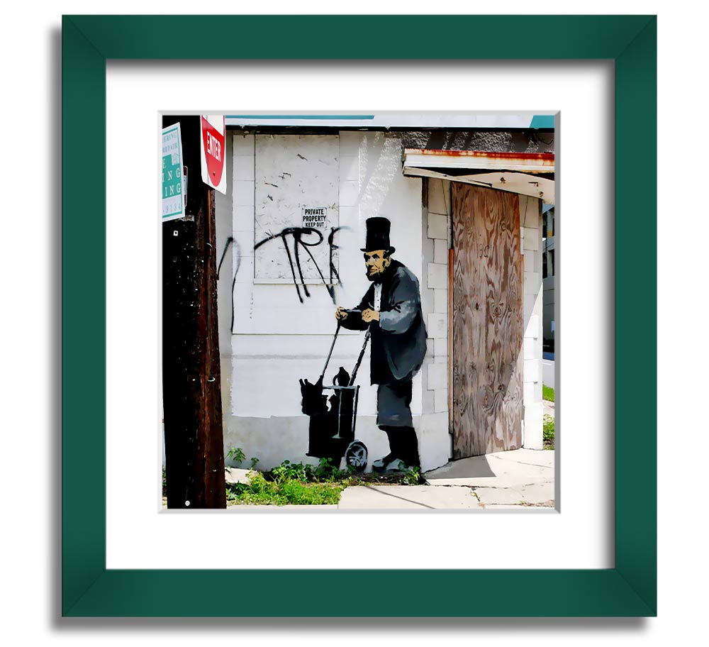 Square framed print of Abraham Lincoln Trolley Tramp, showcasing detailed artwork in a stylish frame.