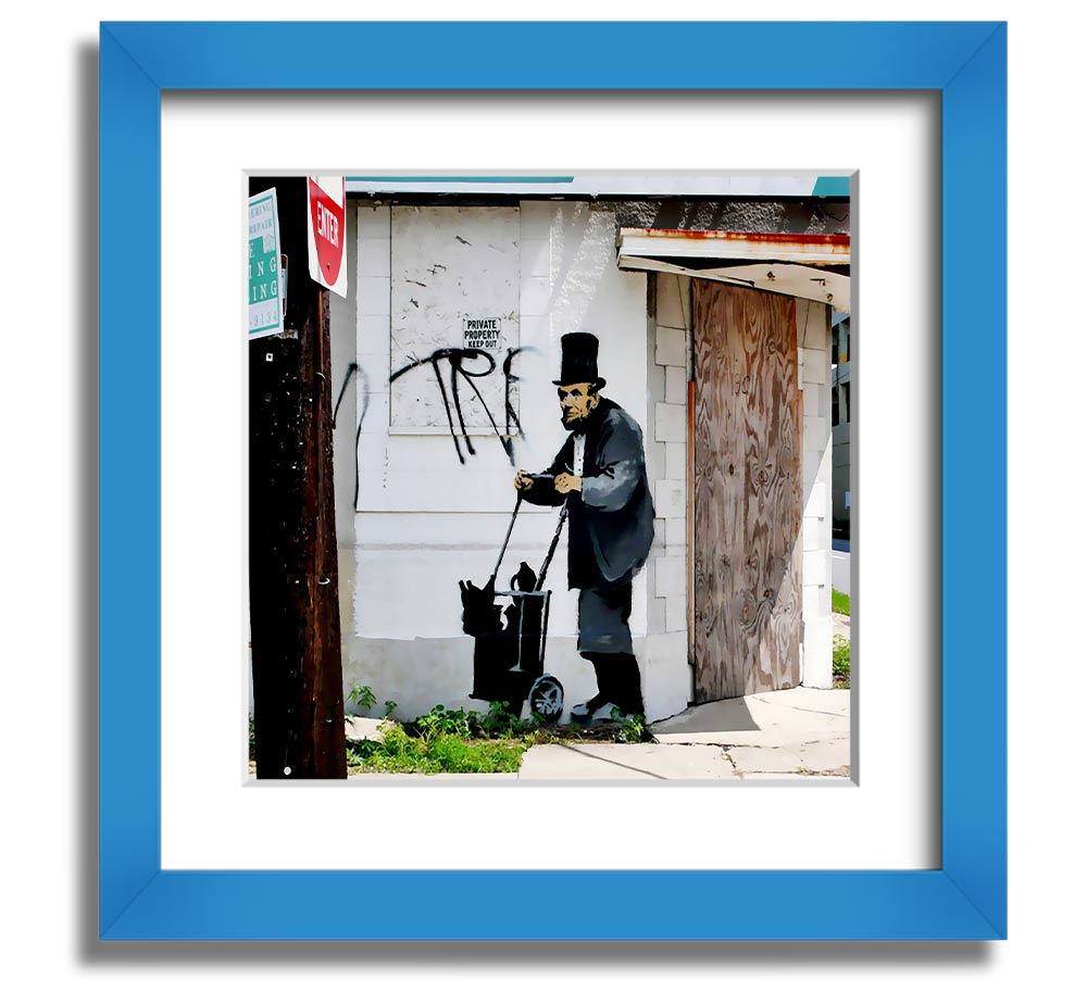 Square framed print of Abraham Lincoln Trolley Tramp, showcasing detailed artwork in a stylish frame.