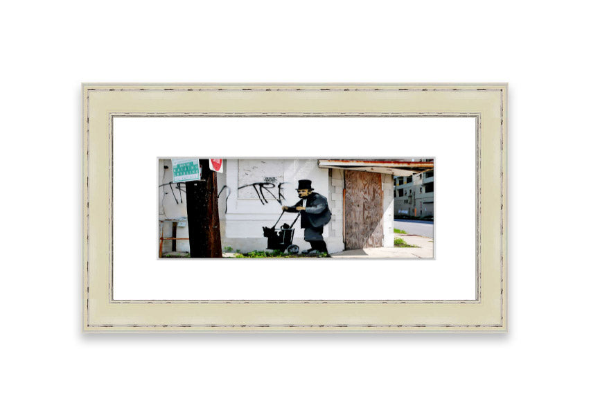 Framed print of Abraham Lincoln Trolley Tramp, showcasing vibrant colors and intricate details, ready to hang.