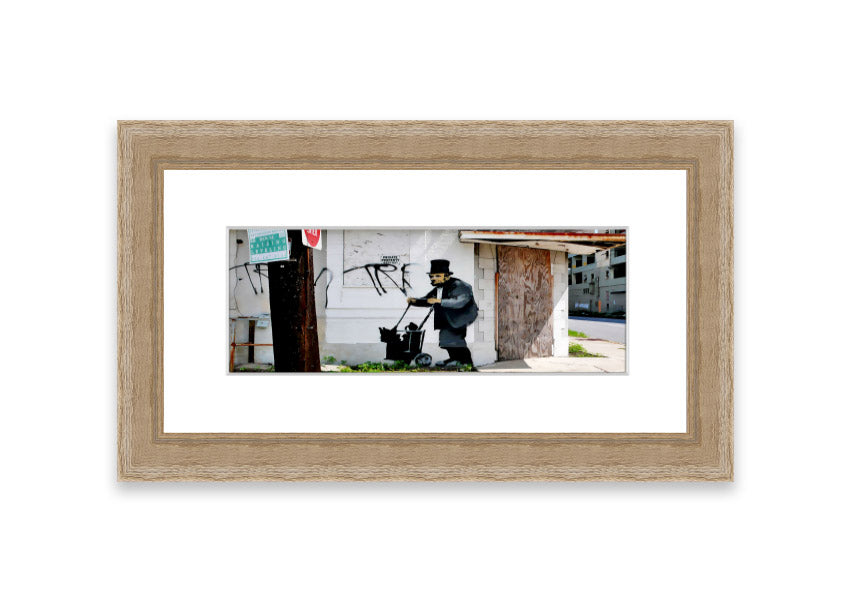 Framed print of Abraham Lincoln Trolley Tramp, showcasing vibrant colors and intricate details, ready to hang.