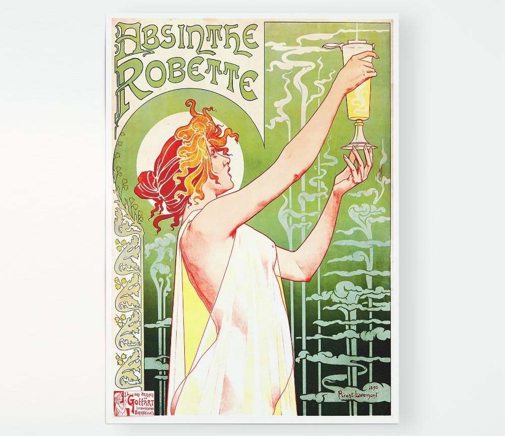 Absinthe Robette poster on high-quality canvas featuring vibrant colors and intricate design.