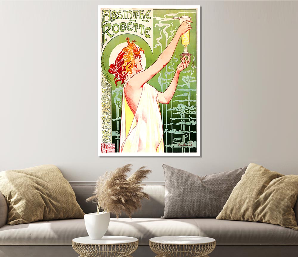 Absinthe Robette poster on high-quality canvas featuring vibrant colors and intricate design.