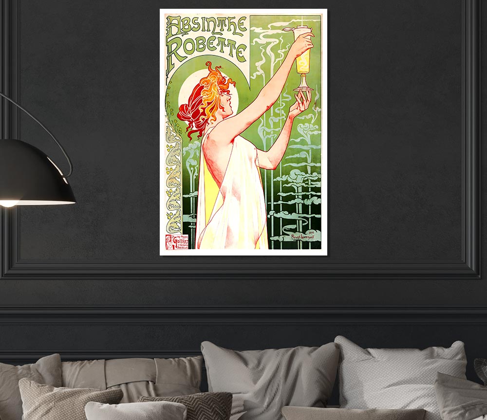 Absinthe Robette poster on high-quality canvas featuring vibrant colors and intricate design.