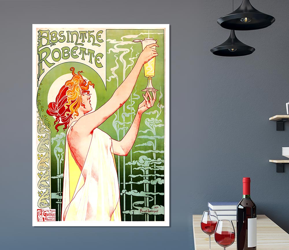 Absinthe Robette poster on high-quality canvas featuring vibrant colors and intricate design.