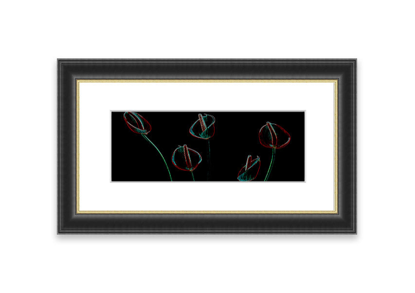 Abstarct Neon Floral 02 framed print featuring vibrant neon colors and floral patterns, ready to hang.