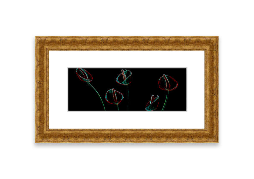 Abstarct Neon Floral 02 framed print featuring vibrant neon colors and floral patterns, ready to hang.