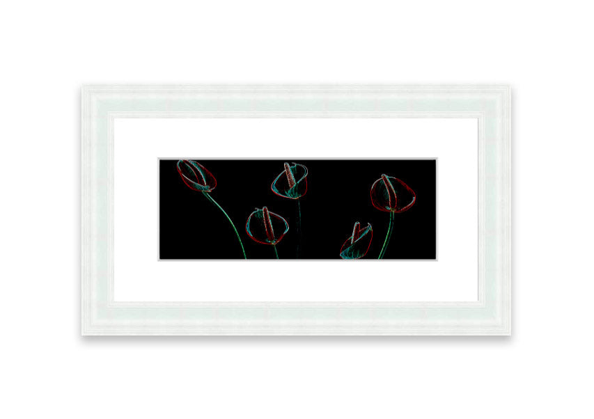 Abstarct Neon Floral 02 framed print featuring vibrant neon colors and floral patterns, ready to hang.