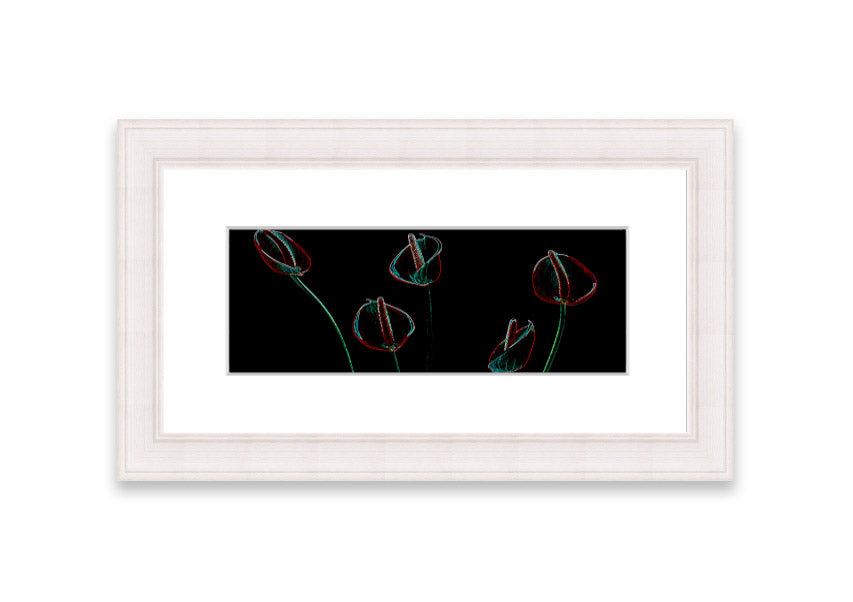Abstarct Neon Floral 02 framed print featuring vibrant neon colors and floral patterns, ready to hang.