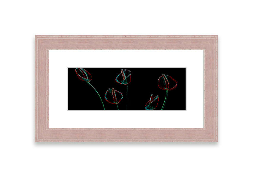 Abstarct Neon Floral 02 framed print featuring vibrant neon colors and floral patterns, ready to hang.
