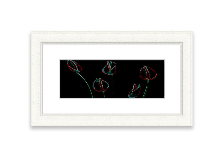 Abstarct Neon Floral 02 framed print featuring vibrant neon colors and floral patterns, ready to hang.