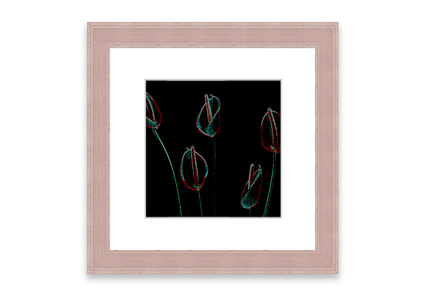Abstarct Neon Floral 02 framed print featuring vibrant neon colors and floral patterns, ready to hang.