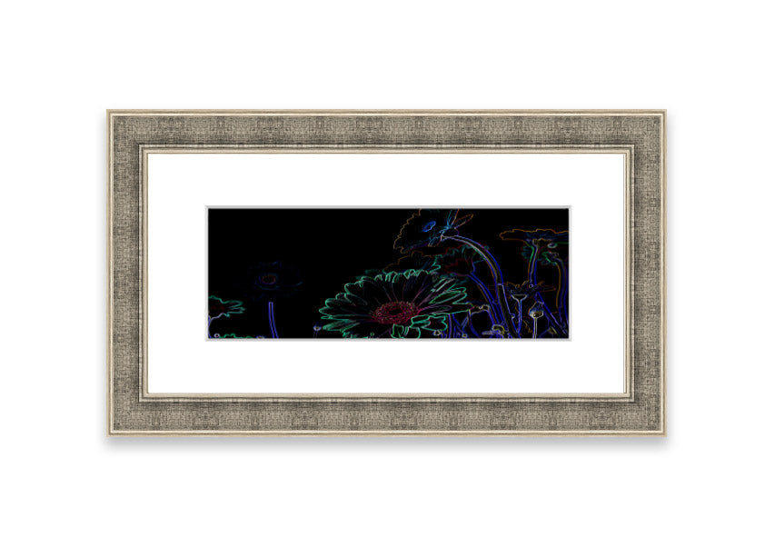 Vibrant Abstarct Neon Floral 04 framed print with colorful floral design, ready to hang.