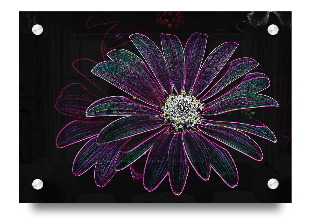 Vibrant Abstarct Neon Floral 14 acrylic print showcasing colorful floral design on 5mm thick acrylic glass.