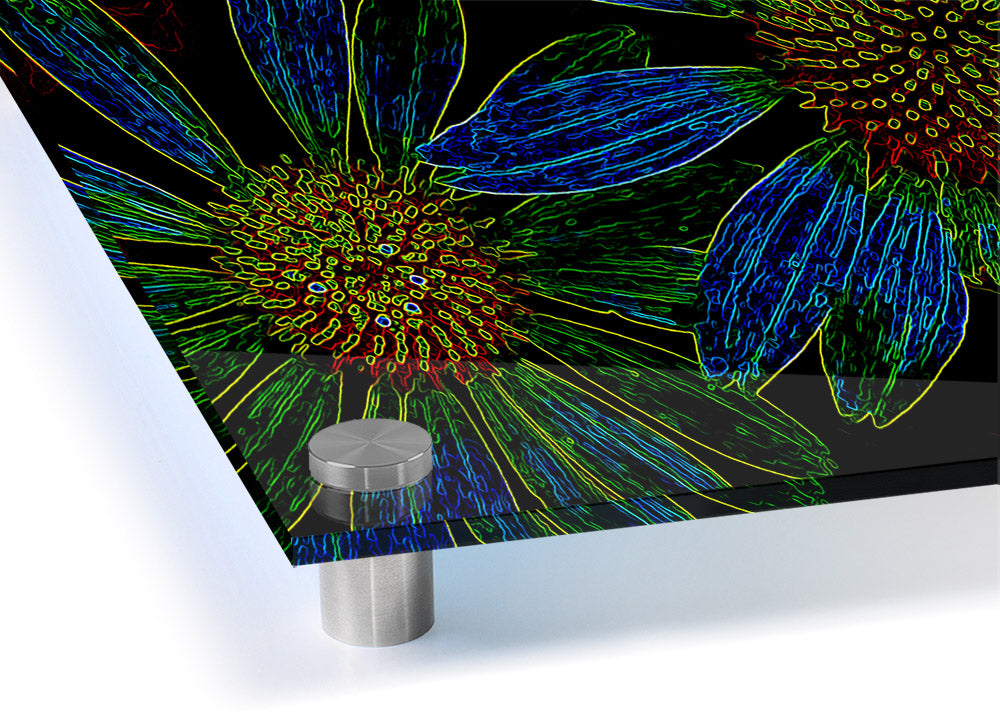 Vibrant Abstarct Neon Floral 18 acrylic print showcasing colorful floral design on 5mm thick acrylic glass.