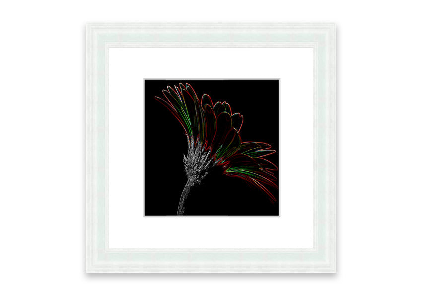 Abstract Neon Floral 24 framed print showcasing vibrant colors and floral design, ready to hang.