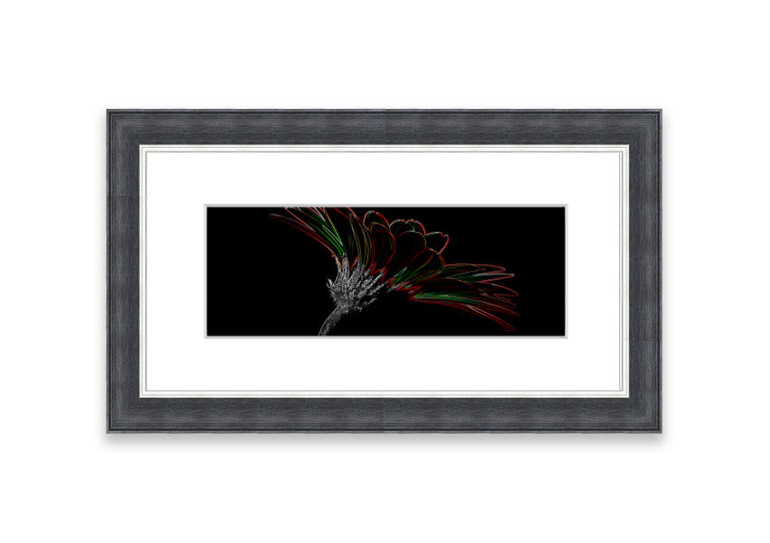 Abstract Neon Floral 24 framed print showcasing vibrant colors and floral design, ready to hang.