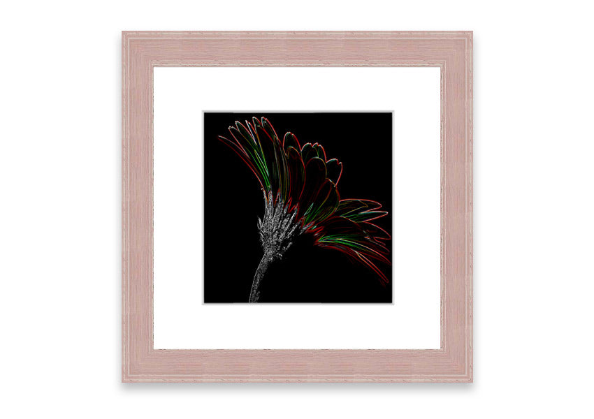 Abstract Neon Floral 24 framed print showcasing vibrant colors and floral design, ready to hang.