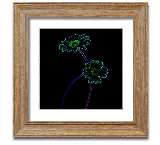 Vibrant Abstarct Neon Floral 26 square framed print showcasing colorful abstract floral design.